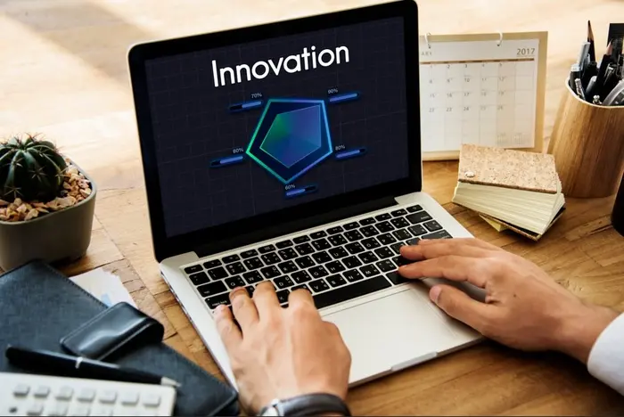 innovation analytics dashboard displayed on laptop