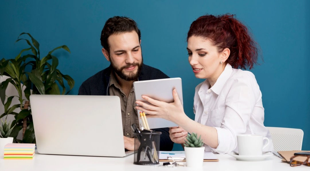 SEO team discussing strategy