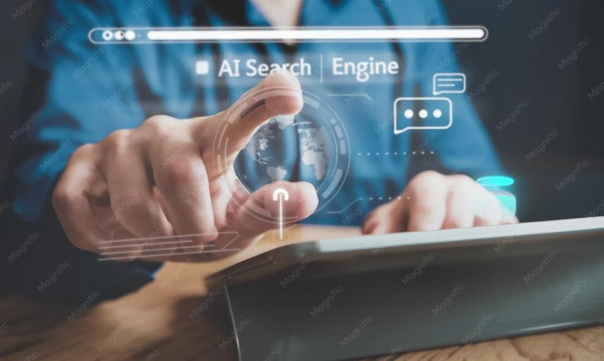 Digital marketer implementing AI search optimization strategies