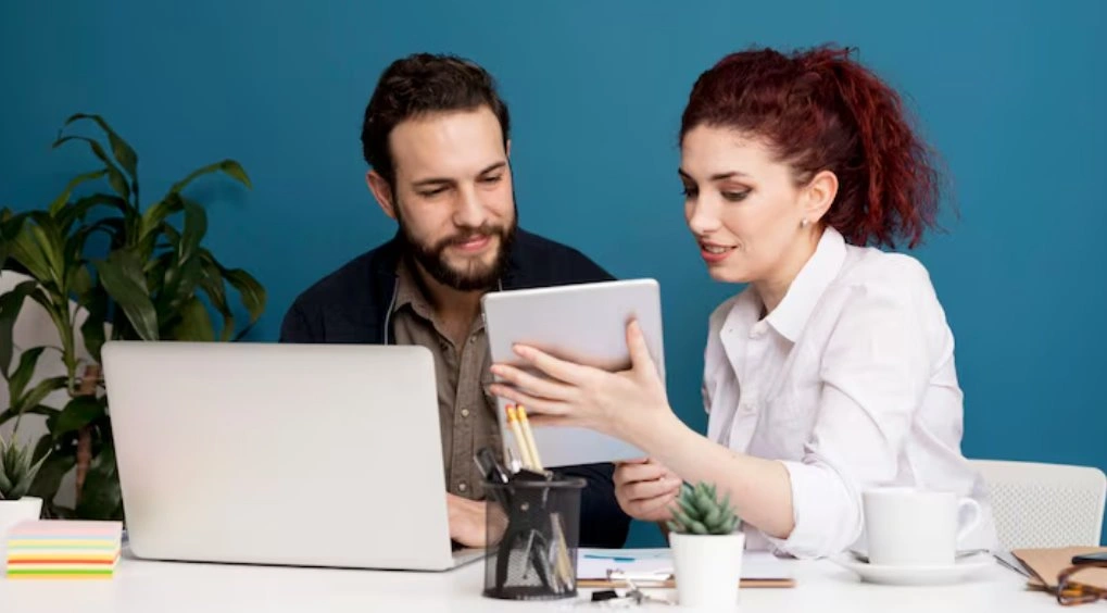 Team using AI content creation tools